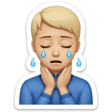 Sobbing face with hands on neck sticker