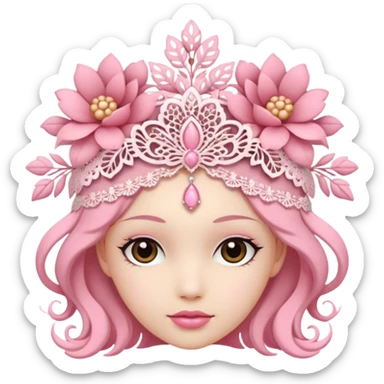 Pink dantel headpiece  sticker