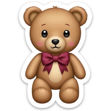 Osito de peluche con moño color bordo sticker