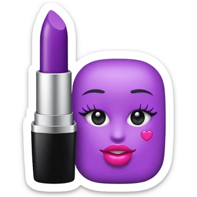 purple lipstick and cosmetics emojis in single object  sticker