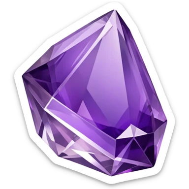 A shiny purple amethyst crystal with multiple facets sticker