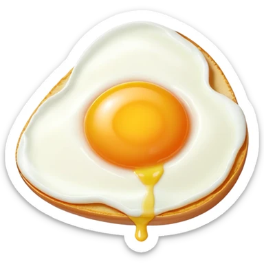fried egg only 1 yolk with 45 degree angle on red background color #C4151C nothing under the egg sticker