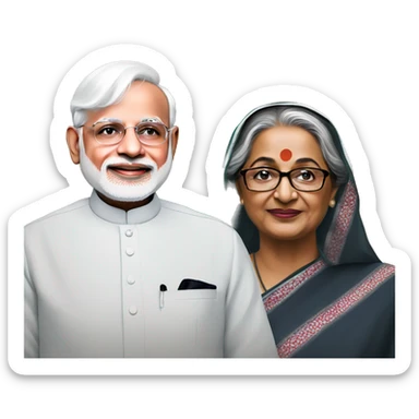 Modi with sheikh hasina sticker