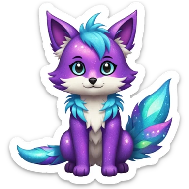 Cool cute Kawaii edgy fantasy animal sparkle fursona Fionbri by griffsnuff & LiLaiRa & Falvie full body sticker