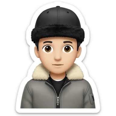 Cappellino New Era New York nero e persona con giubbotto di pecora grigio la pelliccia anche dove la zip sticker