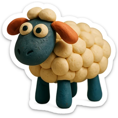 a sheep, claymation style sticker