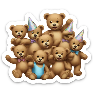 teddy bears party photograph  sticker