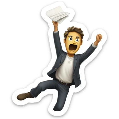 person throwing papers into the air angrily, transparent background sticker