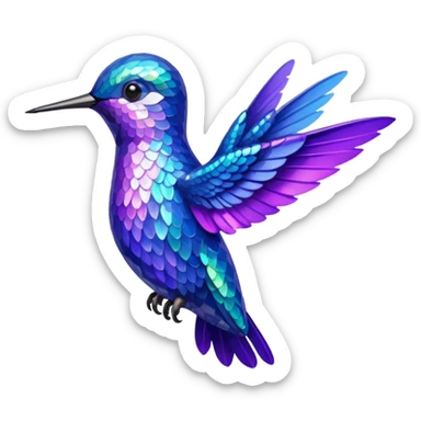 hummingbird with blue and purple with glitter sticker