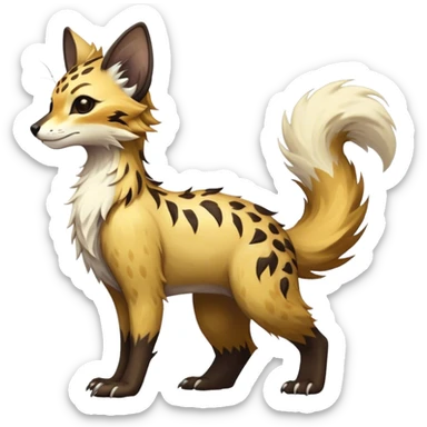 Epic Feral Rare Fantasy shiny cool fluffy Vernid-Trico-species-hybrid-animal by LiLaiRa, random markings, tufted tail, tufted ears, full body sticker