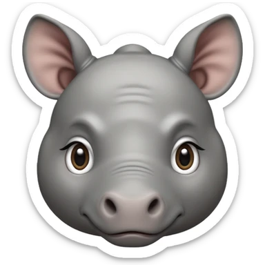 adorable baby rhino with big eyes sticker