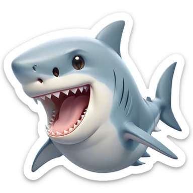 Cinematic Cute Yawning Shark Portrait Emoji, Head tilted slightly with a dramatic, wide-open yawn, showcasing a soft, streamlined body with gently drooping fins and eyes barely open in drowsy contentment, Simplified yet irresistibly adorable features, highly detailed, glowing with a soft, cozy glow, high shine, relaxed yet expressive, stylized with a touch of aquatic charm, bright and endearing, soft glowing outline, capturing the essence of a sleepy yet affectionate shark, so drowsy it feels like it could float right out of the screen and curl up for a nap! sticker