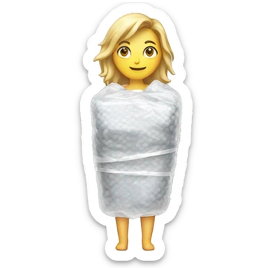 White woman body wrapped in bubble wrap  sticker