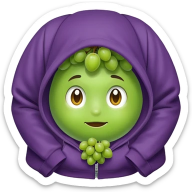 Grape wearing hoodie sticker