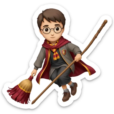 Harry potter riding on a broomstick sticker