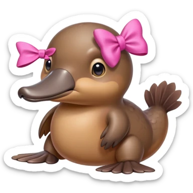 Platypus with a pink bow sticker
