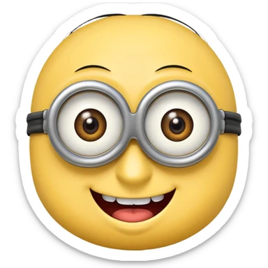 minion face emoji, playful and friendly, big smile, one eye sticker