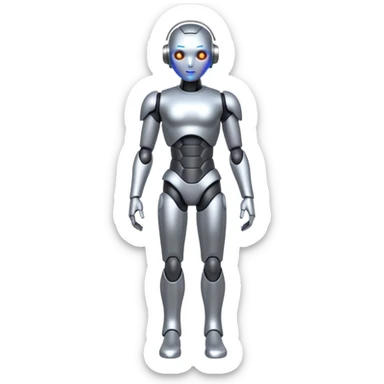Robots Humanoid – Silver android with glowing eyes, human shape, full body sticker