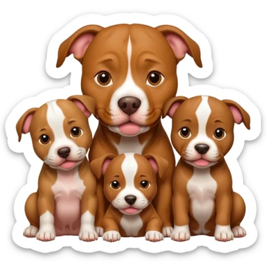 pitbull dog with its puppies sticker