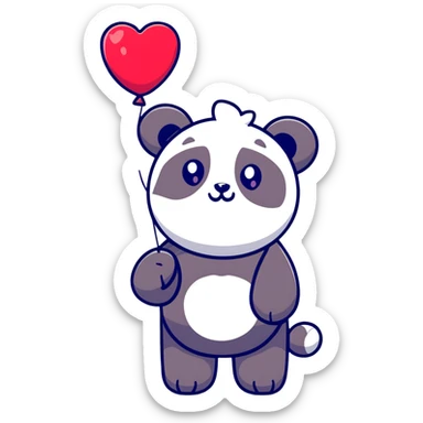 panda with heart-shaped balloon blowing kisses sticker
