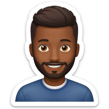 Dark brown skin man with a light beard and a fade haircut with dark brown eyes sticker