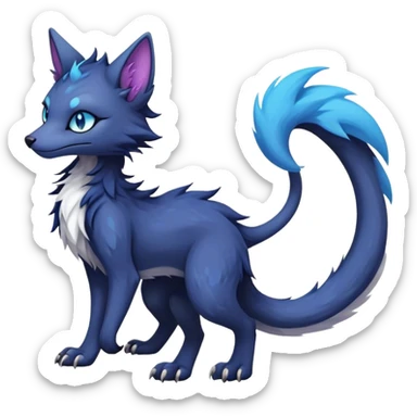 Kawaii dark abyssal colorful edgy fantasy ethereal feline-vernid-sergal-fursona animal creature with a tufted tail full body sticker