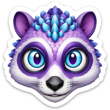 Lemur dragon hybrid face forward purple and blue sticker