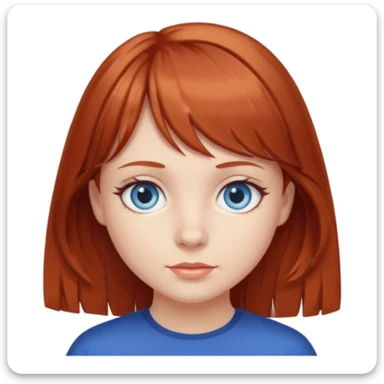 Girl with blue eyes brownish red hair and curtain bangs  sticker