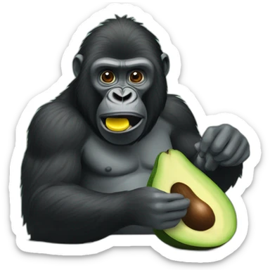 Gorila enfadado comiendo un aguacate. sticker