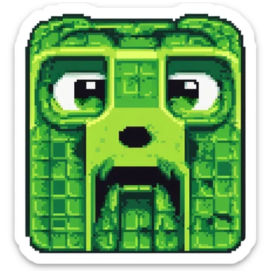 maximum blocky ultra-abstract pixel art Minecraft creeper face emoji with only 2-4 large square pixels sticker