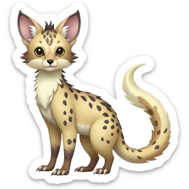 Feral Rare Fantasy pastel tropical Vernid-Trico-species by LiLaiRa, random markings, tufted tail, tufted ears, full body  sticker