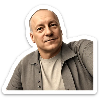 bald man in american flag sticker