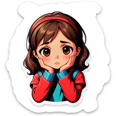 Girl sad and don't want to say sticker