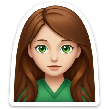 Girl with long brown hair and green eyes  sticker
