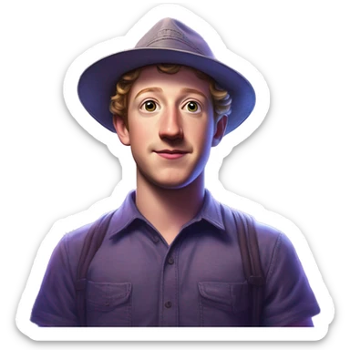 Synthwave Zuckerberg in Mario style, oil paint, epic eyes, intricate lips, exquisite pose, beautiful, desirable, logical, Midsommar sticker