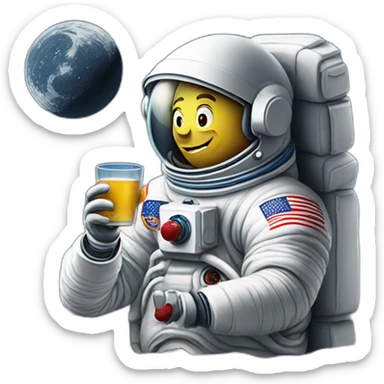 Neil Armstrong drinking béer on the moon sticker