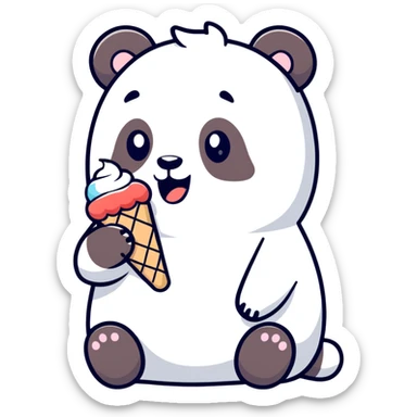 Panda eating ice creamed potato  sticker