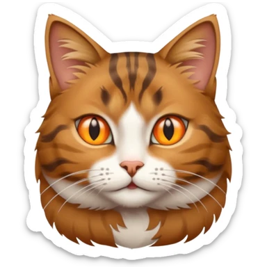 brown tabby cat with white on face, belly, and all four legs sticker