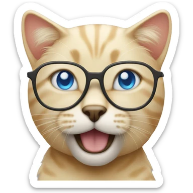 blonde cat with blue eyes in glasses sticker