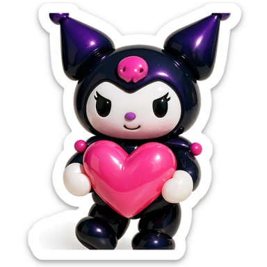 Kuromi holding a heart sticker