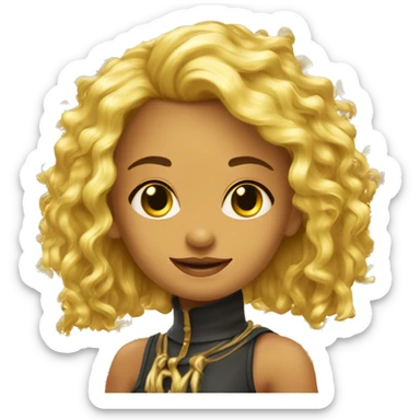 cabelo amarelo ate os ombros cor de pele beji menina com um golden olhos escuros com camizeta lilaz com um iphad lilaz sticker