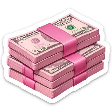 A stack of pink money  sticker