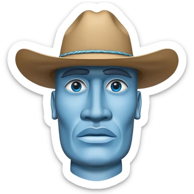 moai head statue with cowboy hat blu sticker