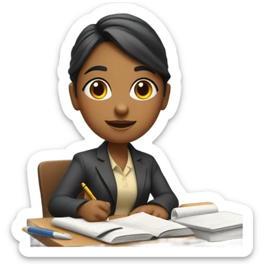 A girl studying  sticker