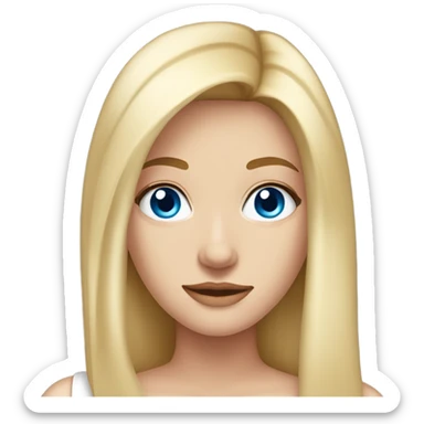 beautiful woman, long straight blonde hair, blue eyes, white tank top  sticker