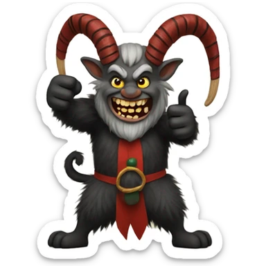 Krampus giving a thumbs up sticker