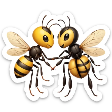 Ant and bumblebee holding hands sticker