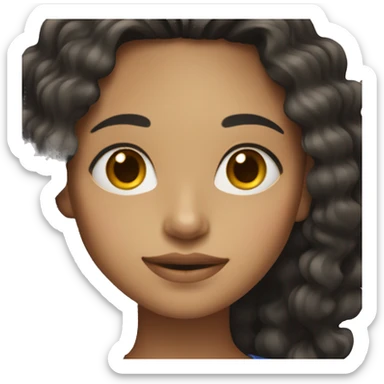 A young woman with light brown skin, very long black curly hair  sticker