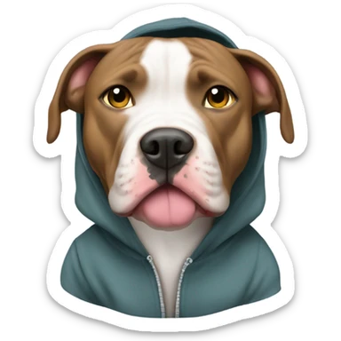 Pit bull dog with hoodie sticker