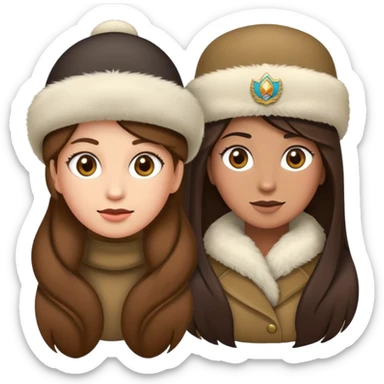 faça um emoji feminino de cabelos castanhos escuros, bem branca, de sobrancelhas descoloridas, olhos pretos, com uma ushanka na cabeça, com uma expressão facial como se tivesse “cansada” sticker